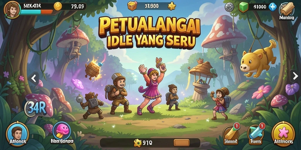 Tampilan gameplay 34R yang menawan dan penuh warna.