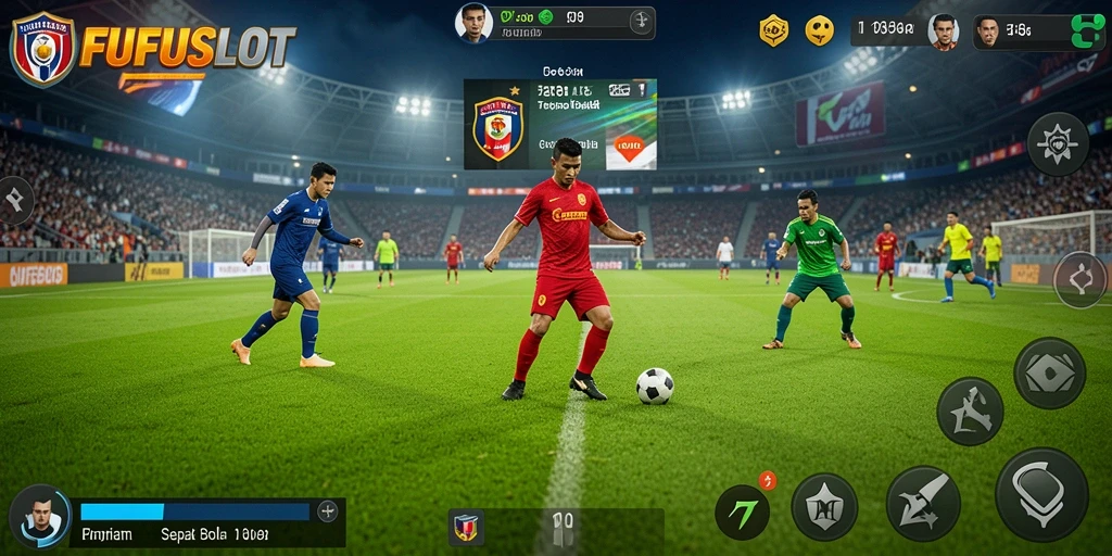 Tampilan menarik gameplay sepak bola FUFUSLOT yang mengasyikkan.