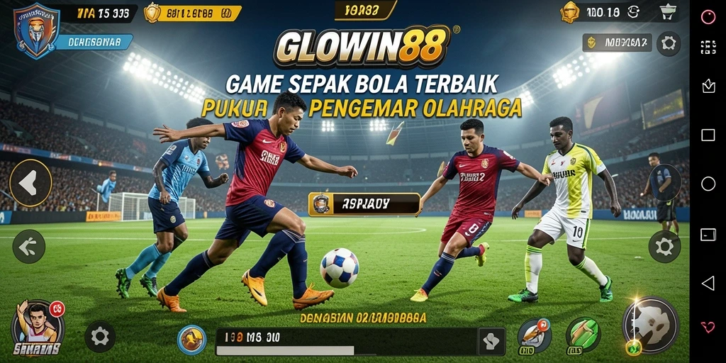 Screenshot GLOWIN88 menampilkan gameplay menyerupai pertandingan sepak bola nyata.