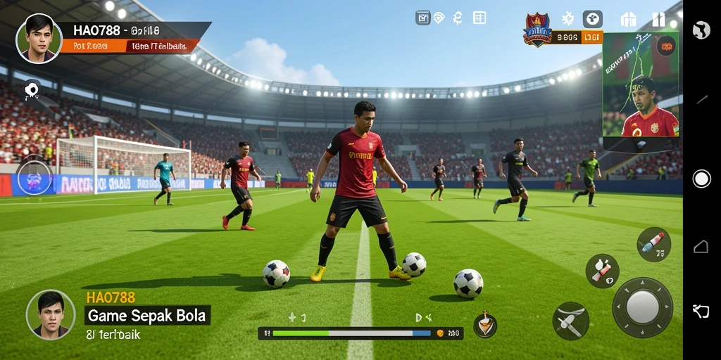 Tampilan gameplay seru di HAO788 dengan aksi sepak bola intens.
