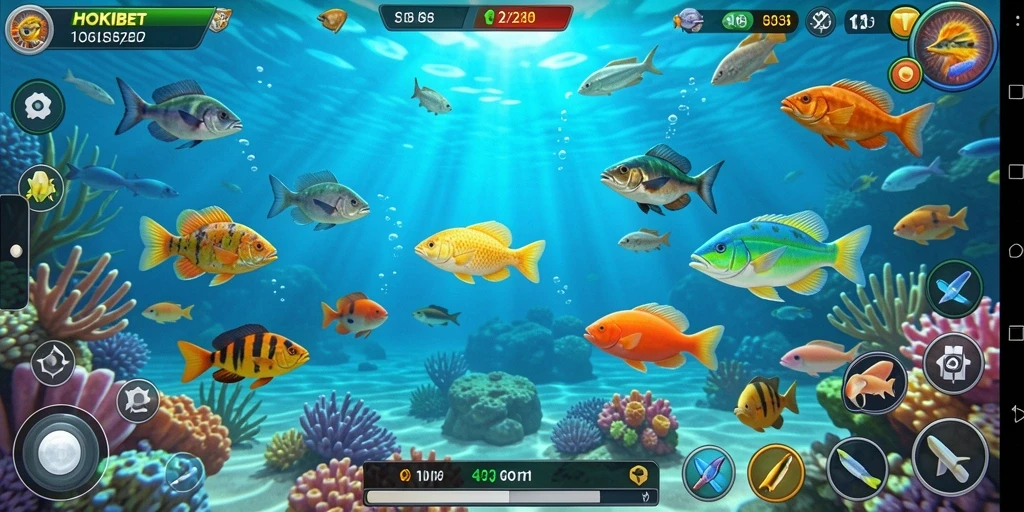 Tampilan gameplay HOKIBET yang penuh aksi tembak ikan.