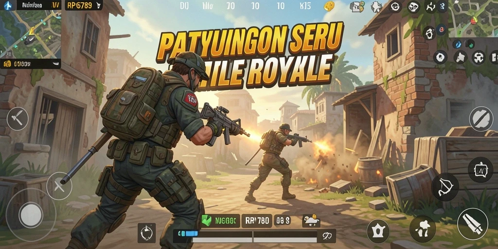 Screenshot gameplay seru RP6789 dengan tindakan Battle Royale.
