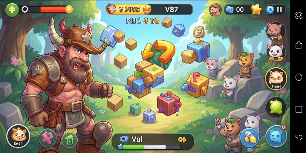 Tampilan gameplay V87 yang menarik dan berwarna-warni.